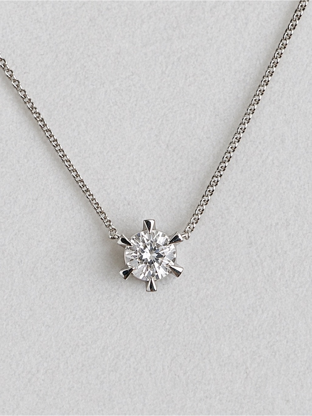 Vintage Platinum 850 .30 CT Diamond Solitaire Necklace Pendant